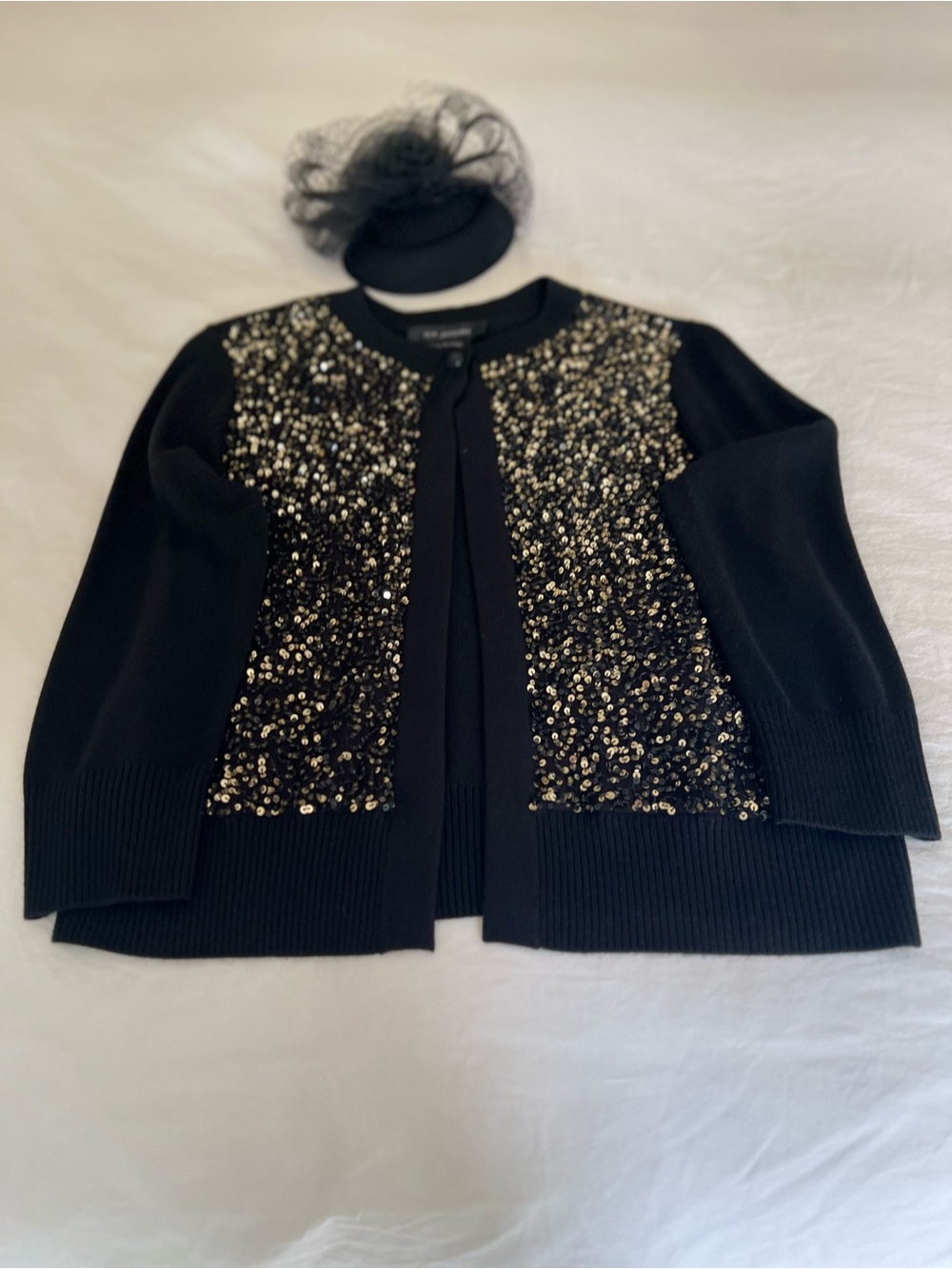 Black Sequin Front Cardigan